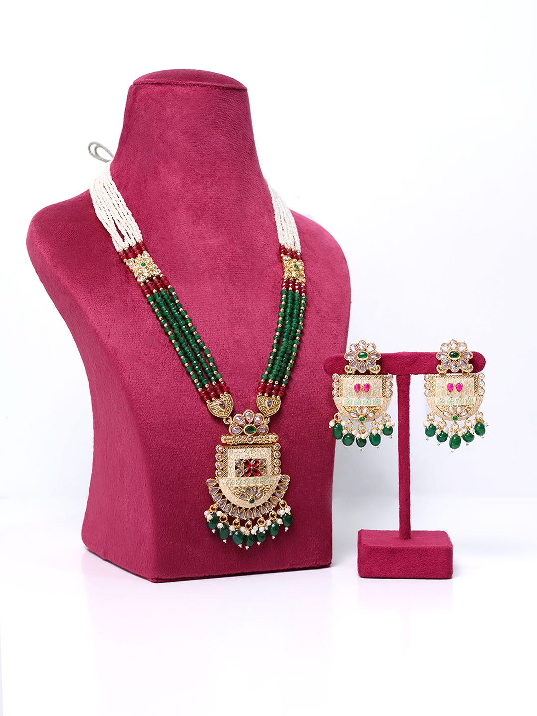 Festive Radiance Multistrand Kundan Necklace Set