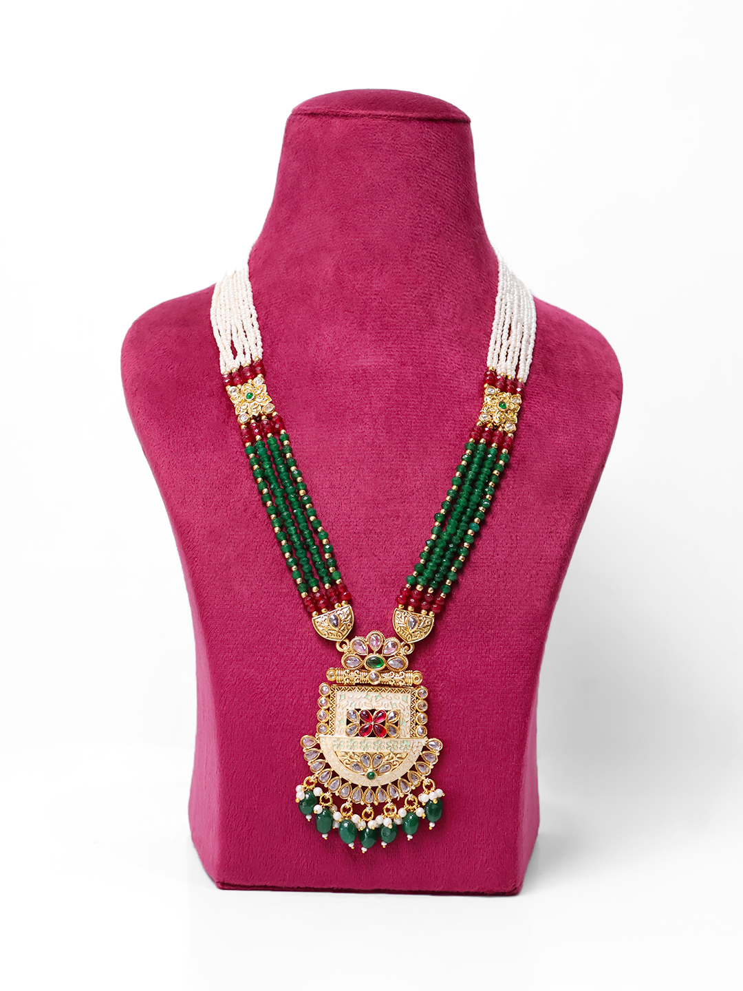 Festive Radiance Multistrand Kundan Necklace Set