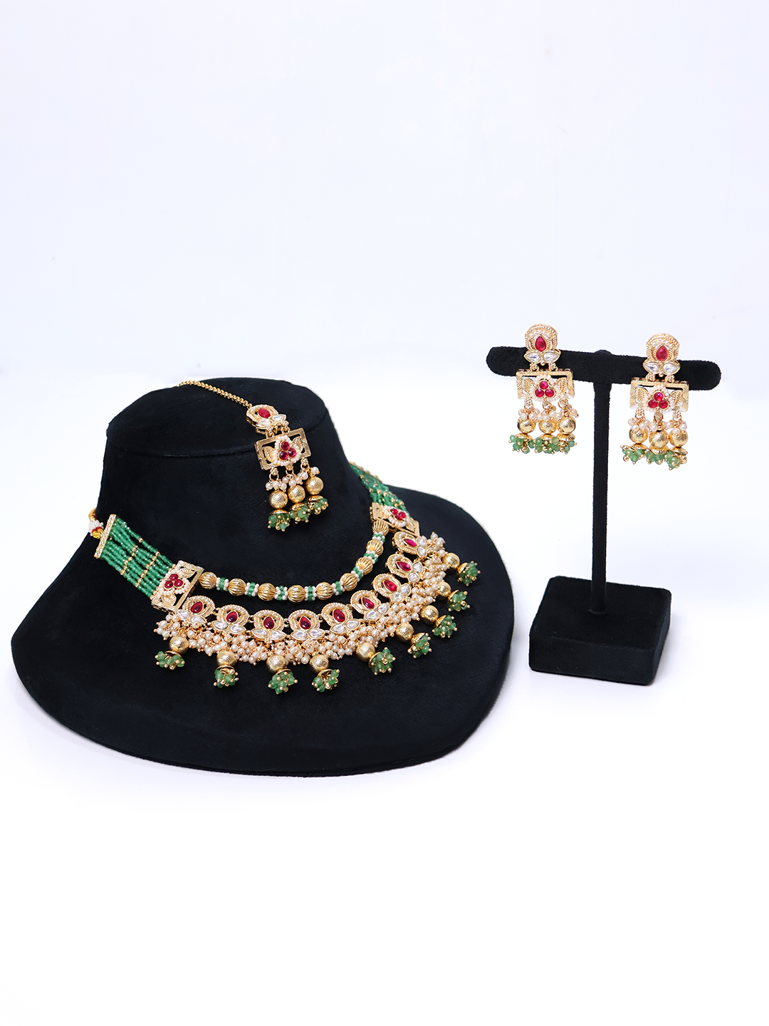 Gul Bahaar Rani Haar Green Kundan & Meenakari Jewellery Set