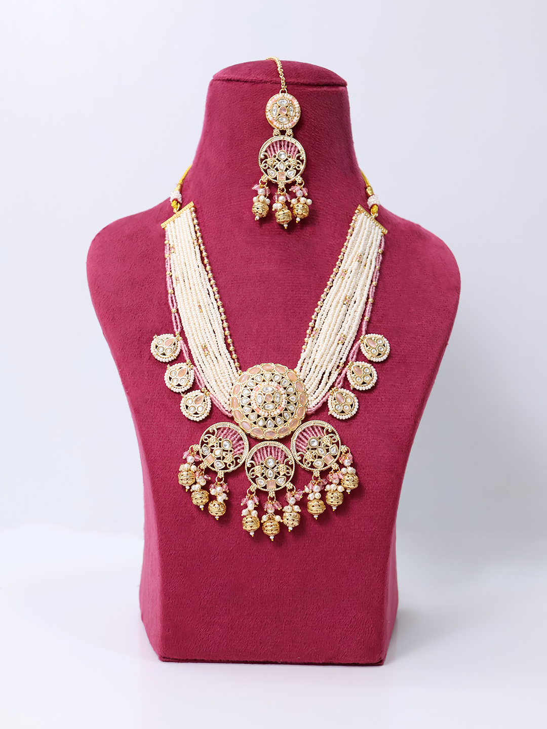 Rajput Radiance Polki Uncut Stone Necklace Set