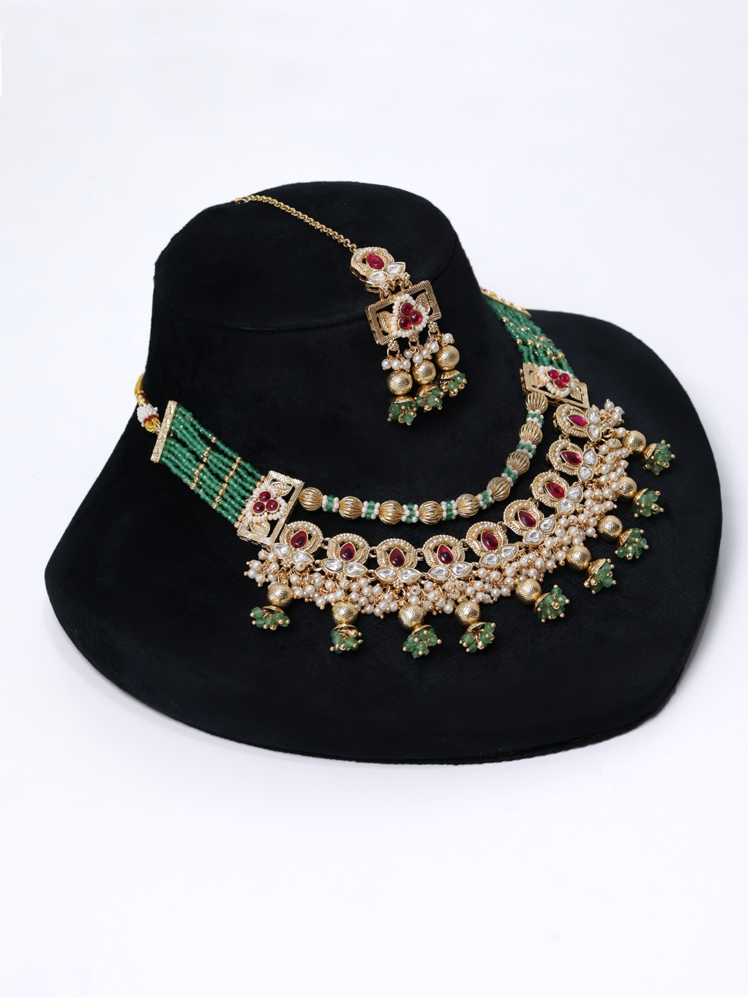 Gul Bahaar Rani Haar Green Kundan & Meenakari Jewellery Set