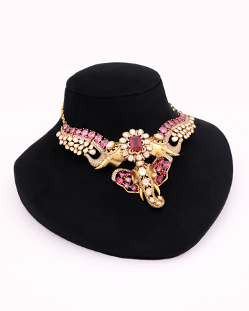 Rani Saheba Gajmukh Crest Necklace Set