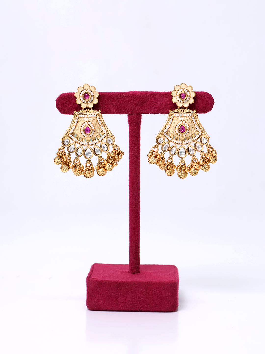 Royal Kundan Peacock Pearl Dangler Necklace Set