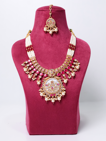 Ruby Queen Kundan Rasleela Meenakari MOP Jewelry Set