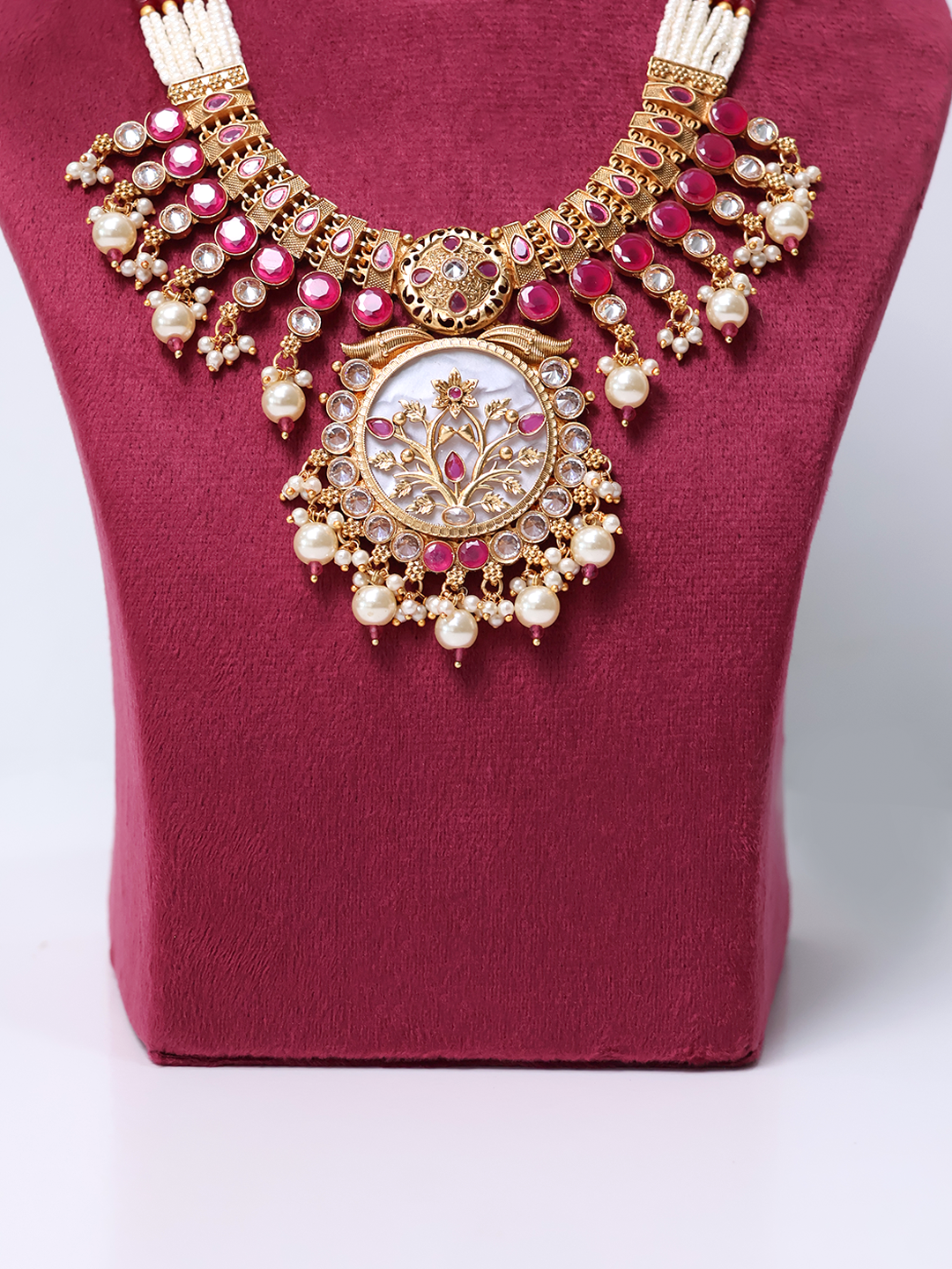 Ruby Queen Kundan Rasleela Meenakari MOP Jewelry Set