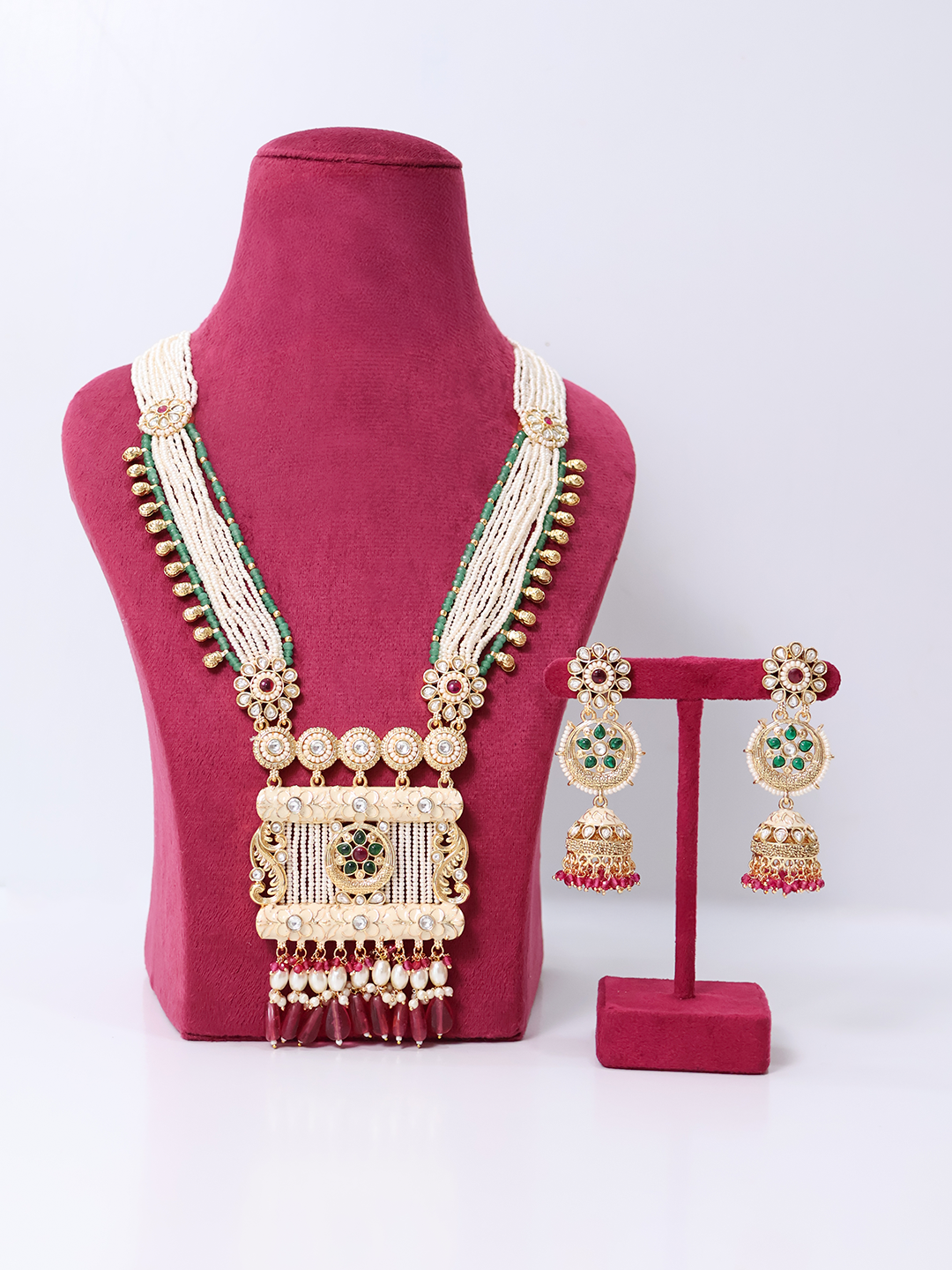 Jardin Kundan Gemstone and Pearl Ensemble Jewelry set