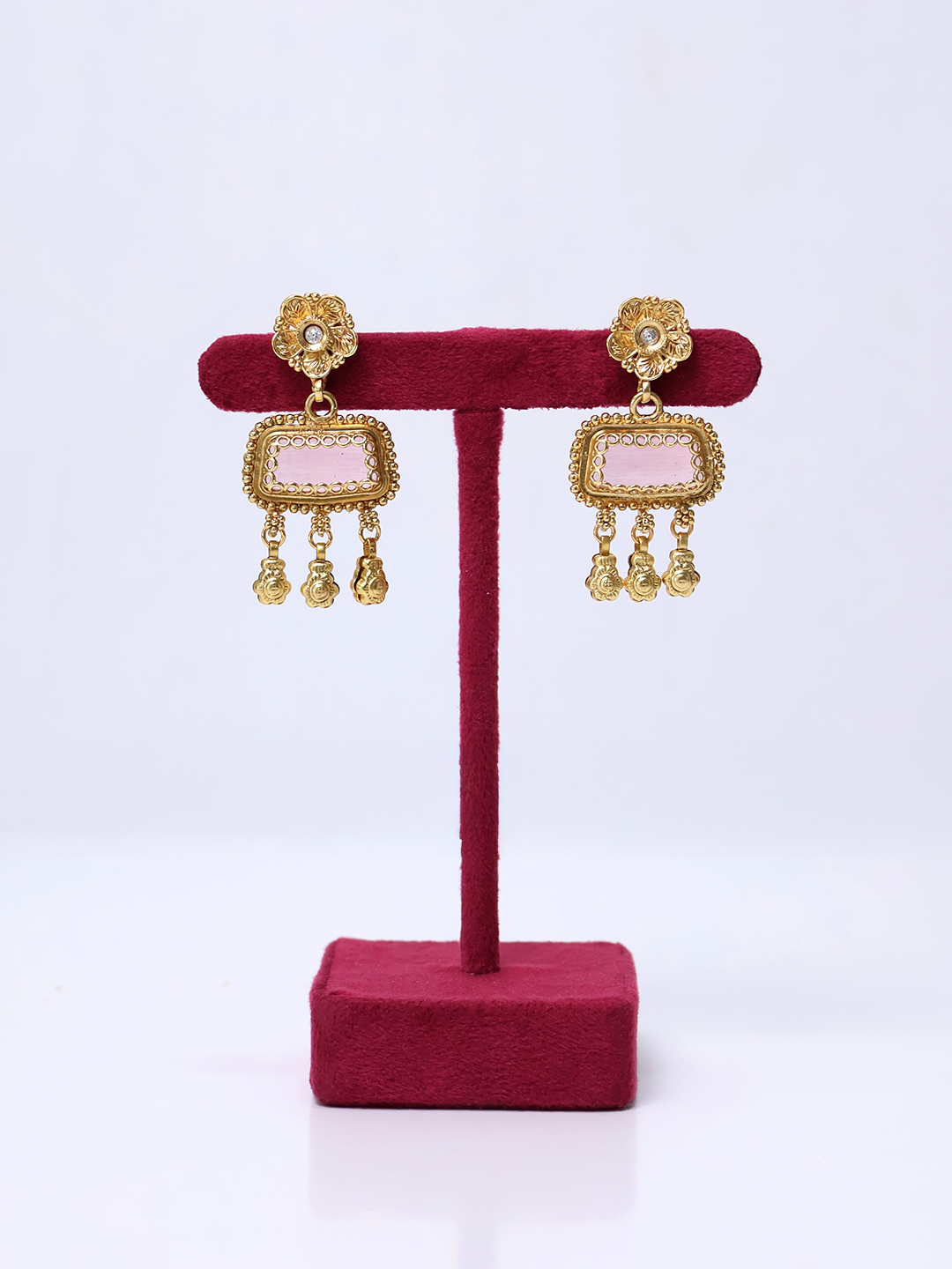 Aura Gold and Pink Meenakari Necklace Set