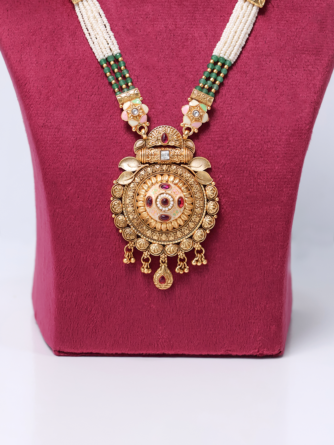 Sunstone Kundan and Meenakari Jewelry Set