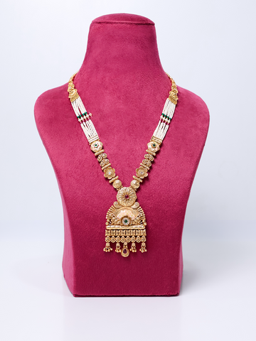 Maharani Beaded Kundan Temple Necklace Set