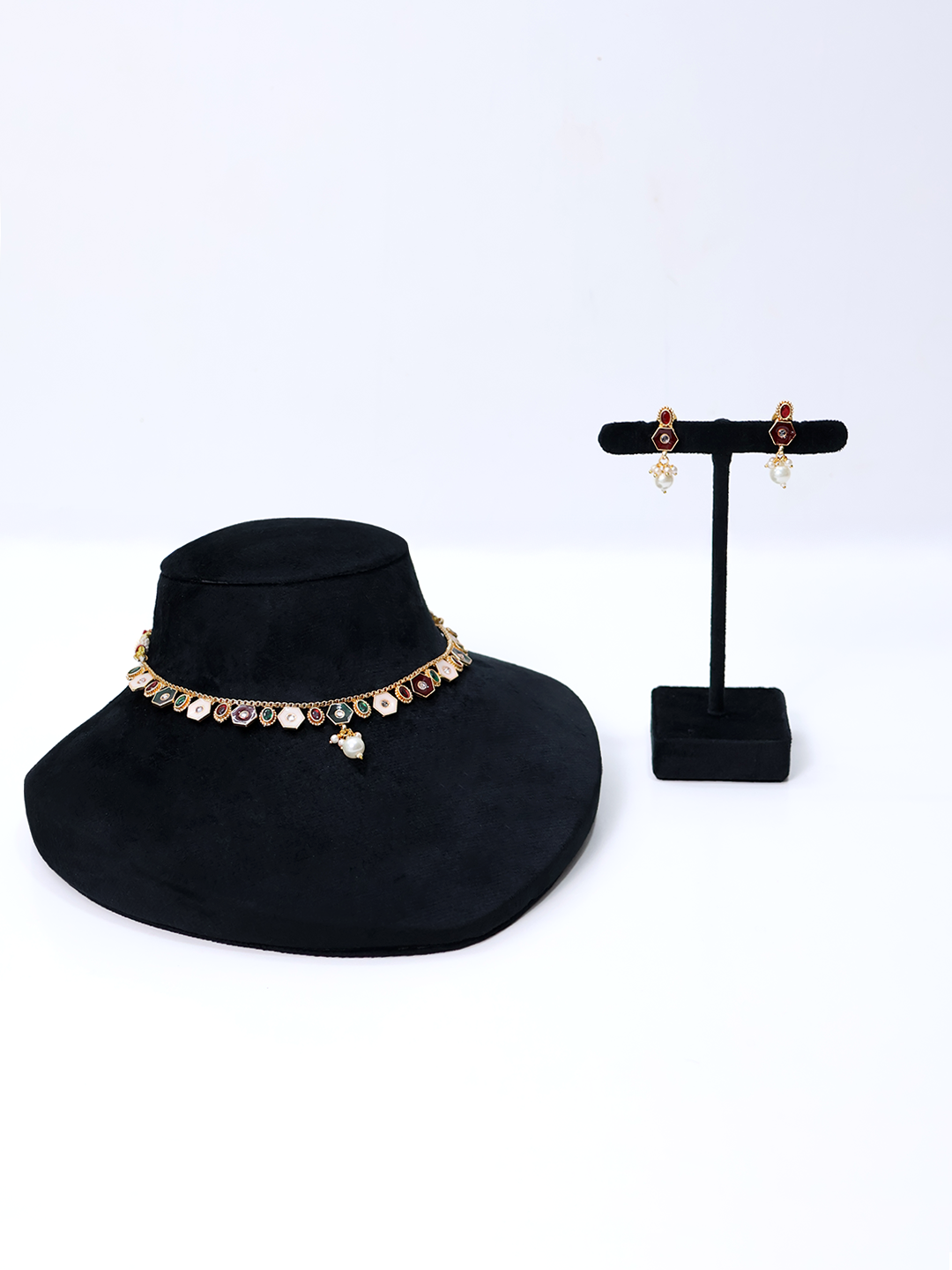 Petite Elegance Multicolor Meenakari and Pear Choker Necklace