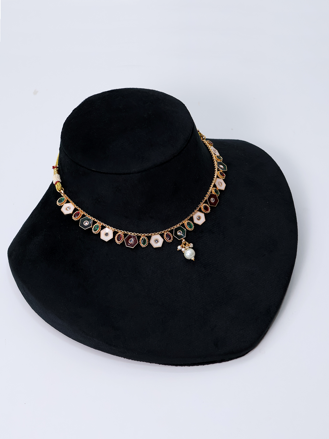 Petite Elegance Multicolor Meenakari and Pear Choker Necklace