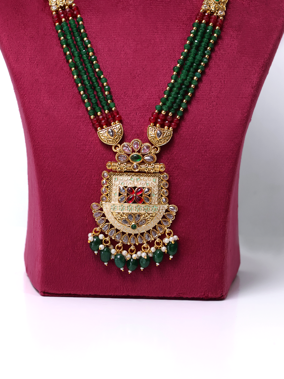 Festive Radiance Multistrand Kundan Necklace Set