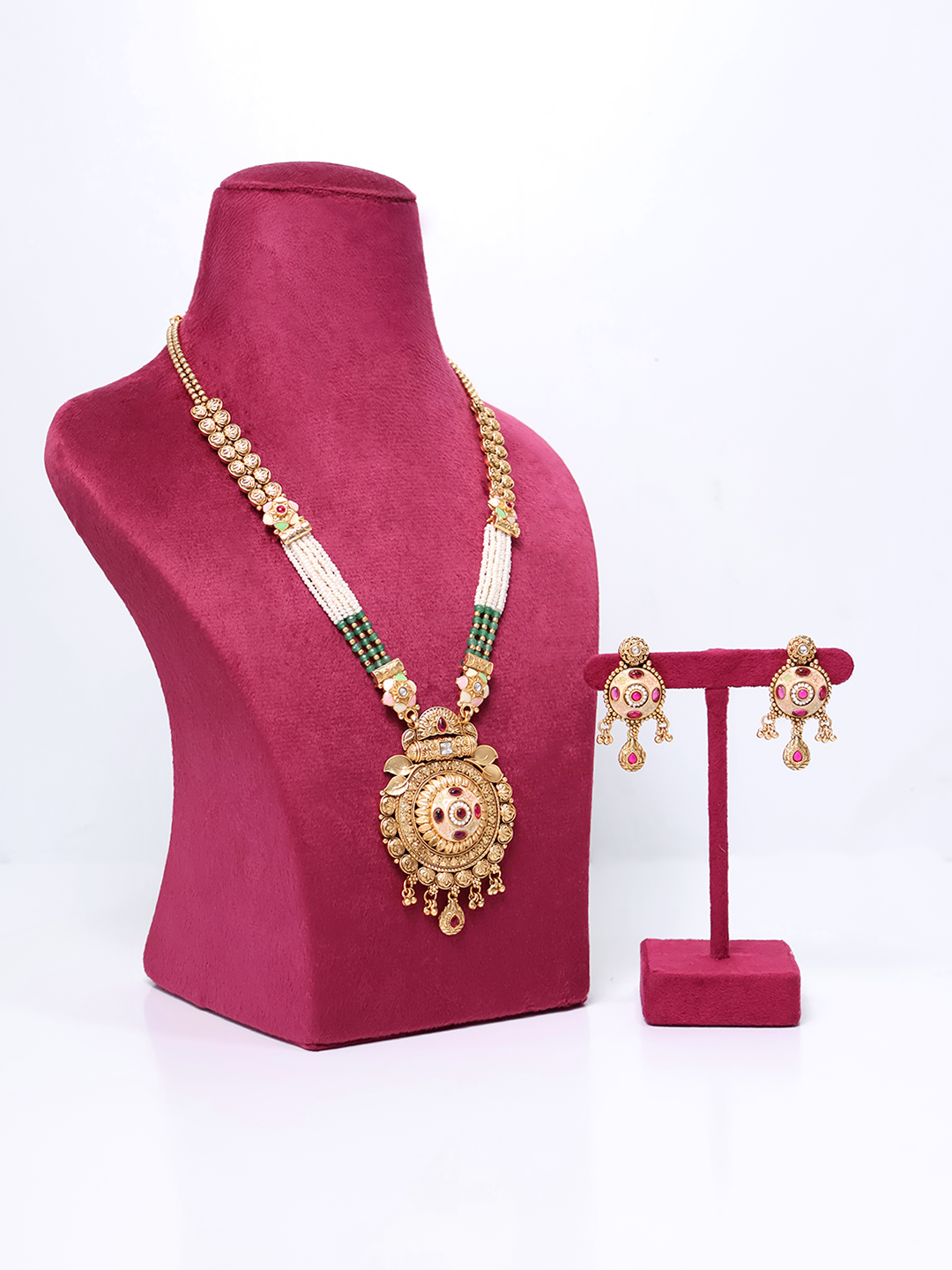 Sunstone Kundan and Meenakari Jewelry Set
