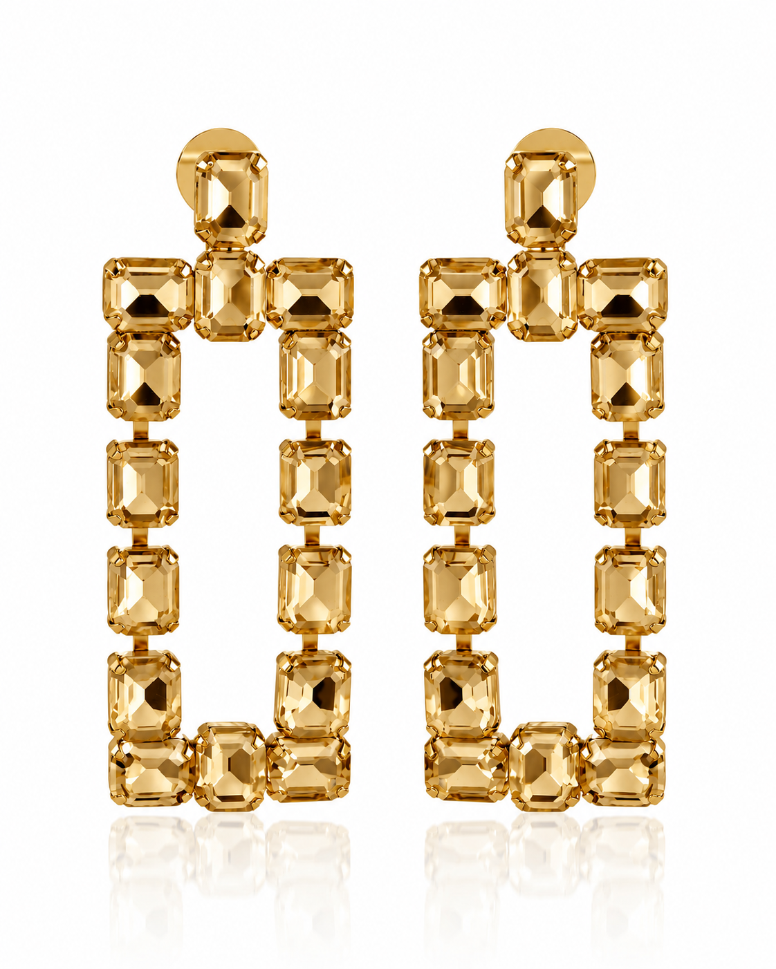 Crystal Square Danglers Earrings