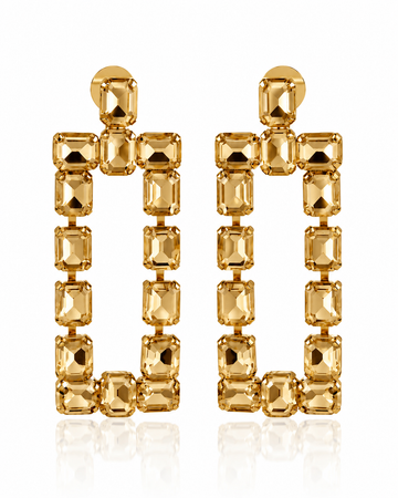 Crystal Square Danglers Earrings