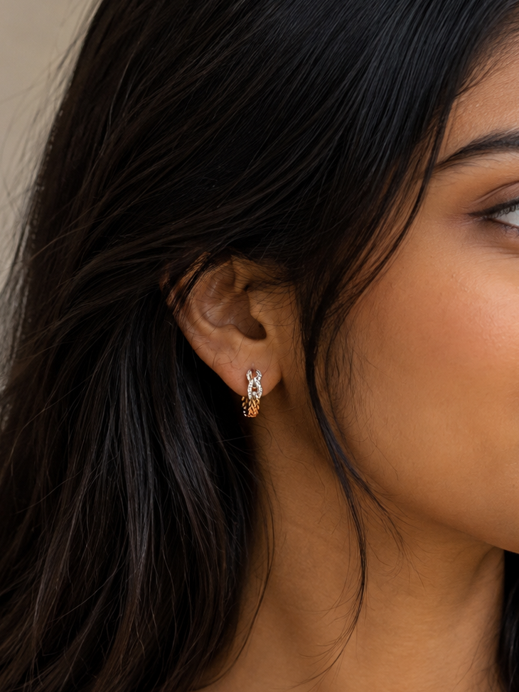 Braided Link Hoops Earrings