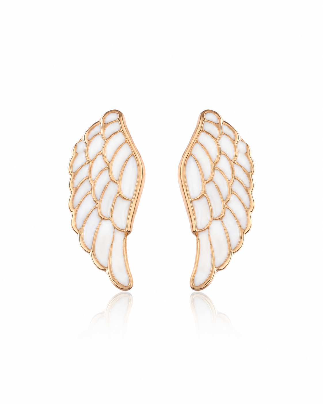 Enameled Angel Wing Pink Earrings