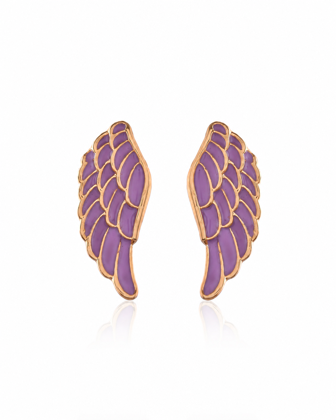 Enameled Angel Wing Pink Earrings
