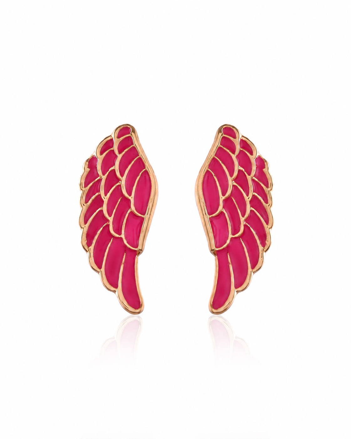 Enameled Angel Wing Pink Earrings