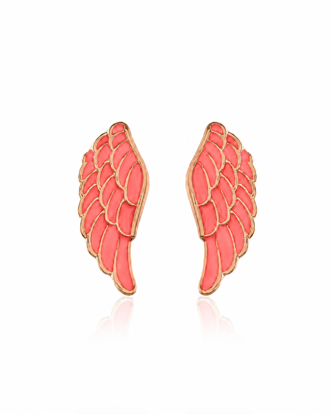 Enameled Angel Wing Pink Earrings