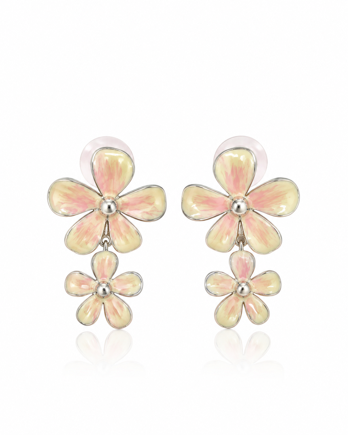 Gilded Floral Crescent Crystal Drop Earrings