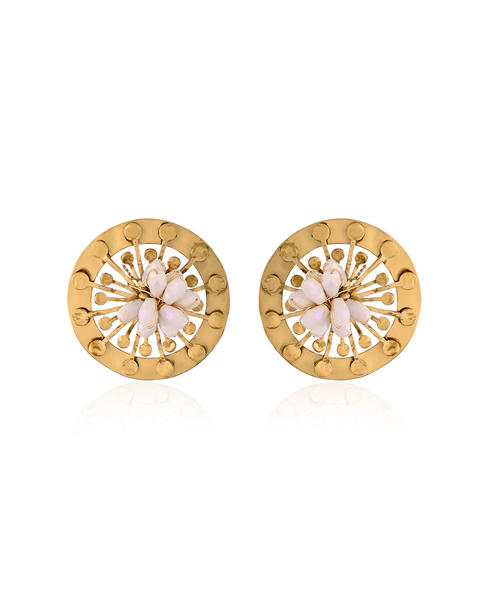 Elegent White Stone Stud Earrings
