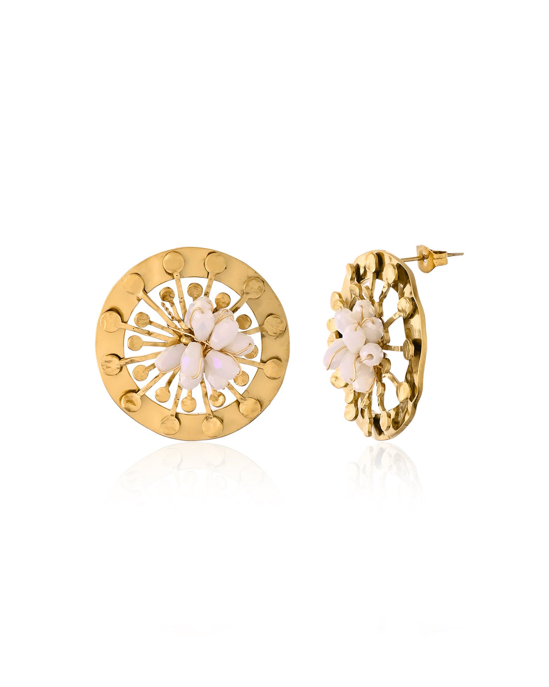 Elegent White Stone Stud Earrings