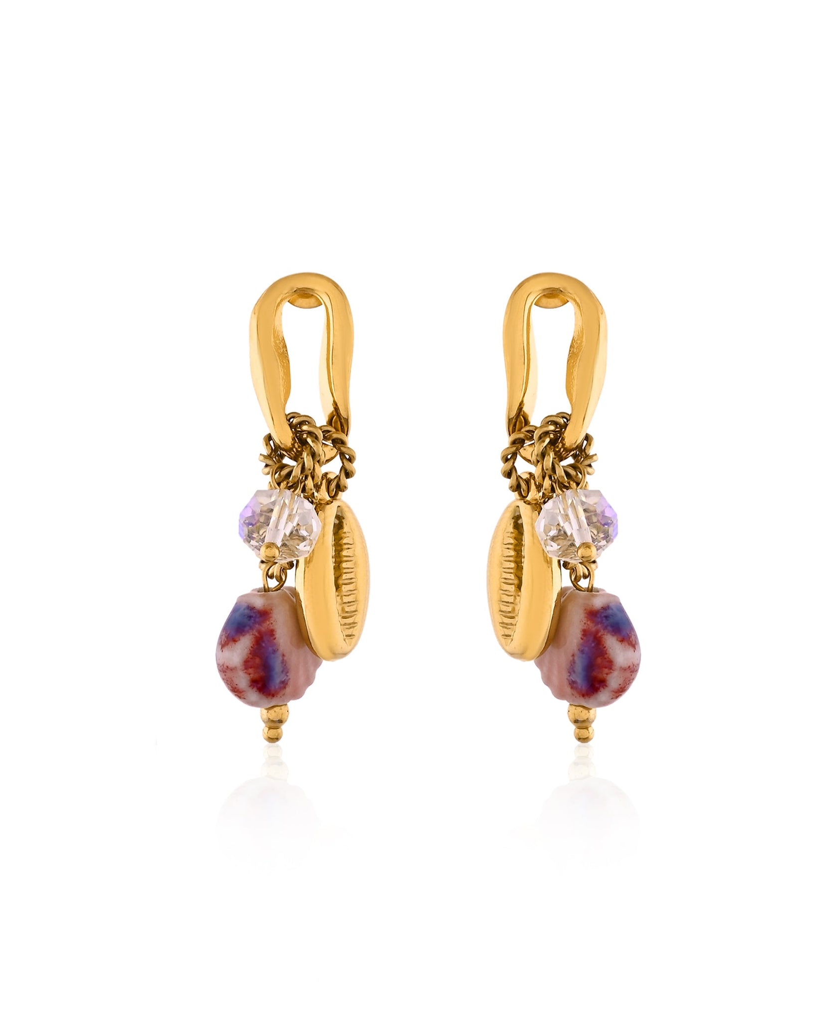 Gold Dangling Shell Earrings