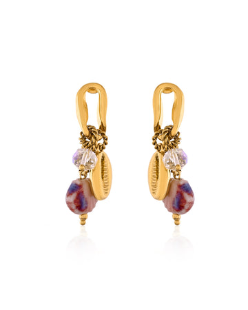 Gold Dangling Shell Earrings