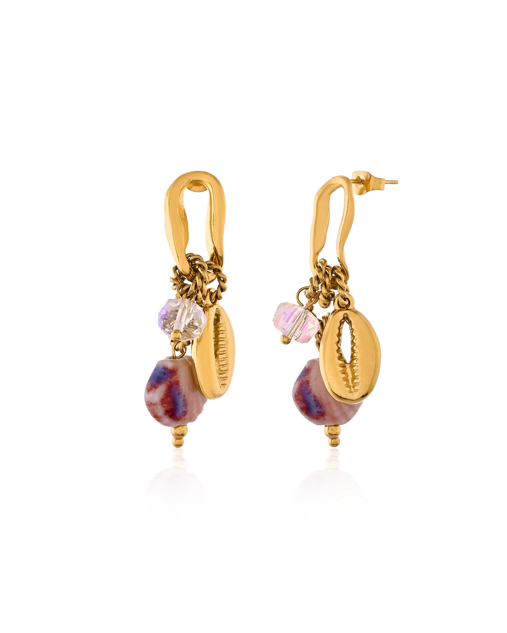 Gold Dangling Shell Earrings