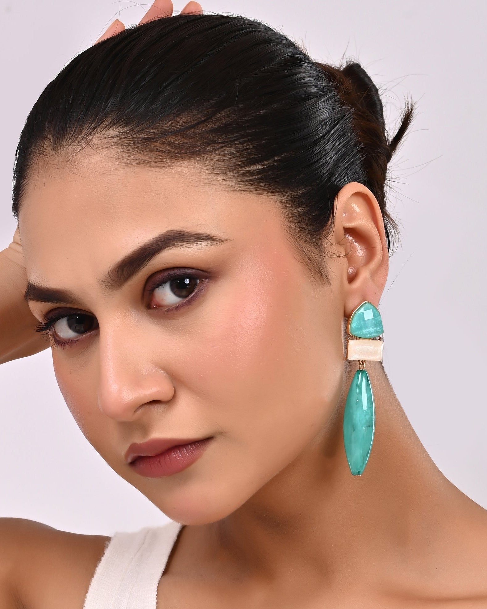 Modern Abstract Trillion Drop Resin Earrings
