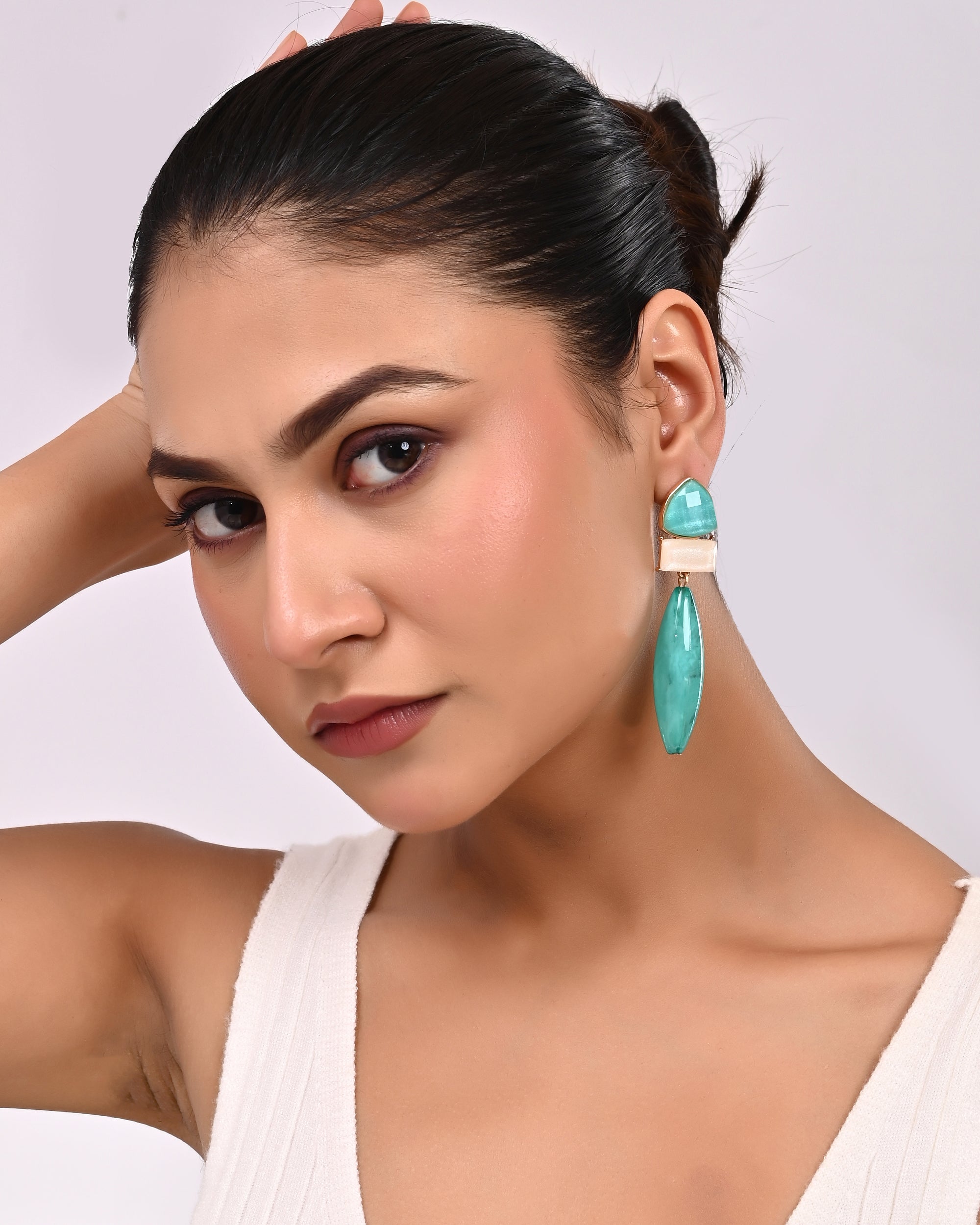 Modern Abstract Trillion Drop Resin Earrings