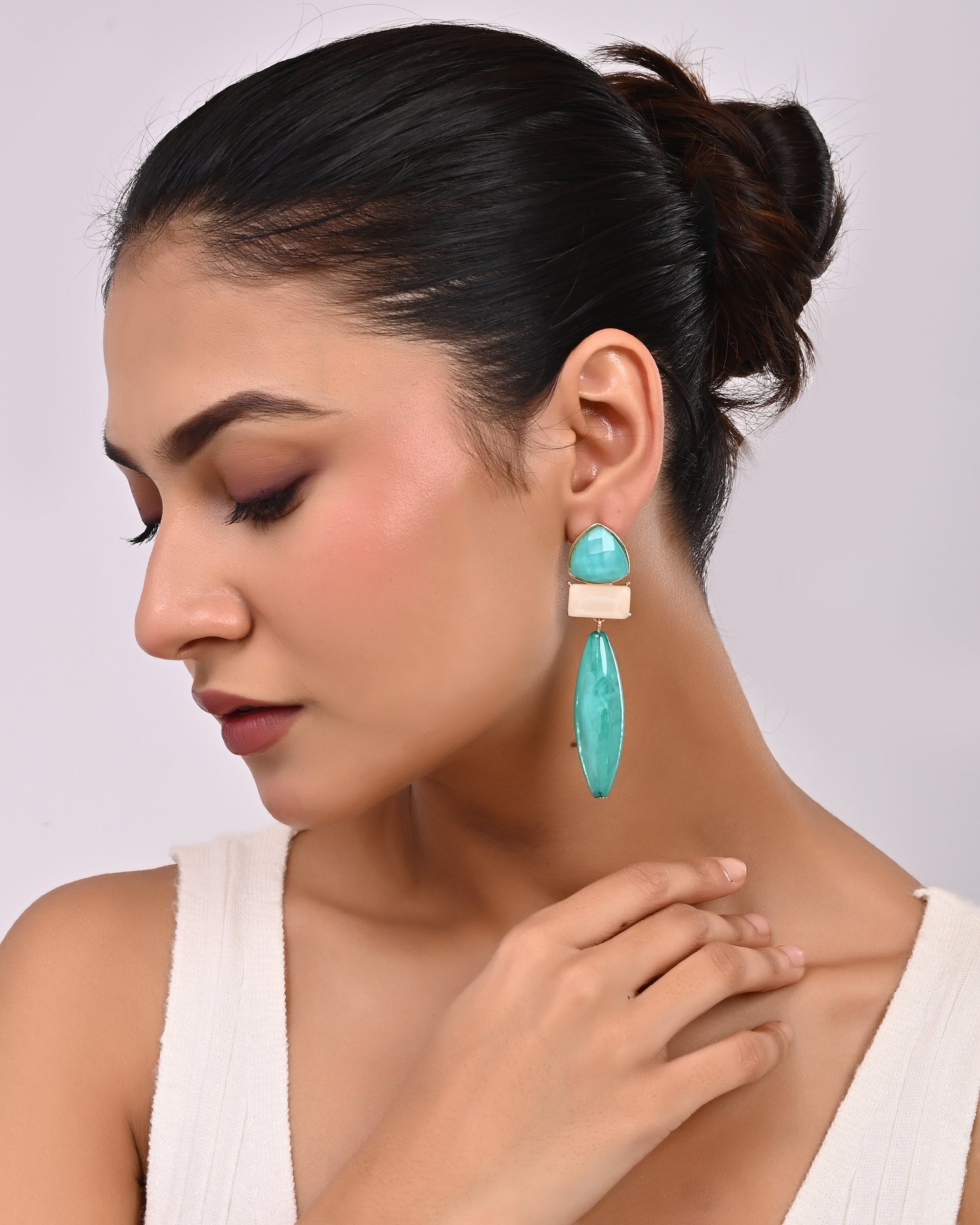 Modern Abstract Trillion Drop Resin Earrings