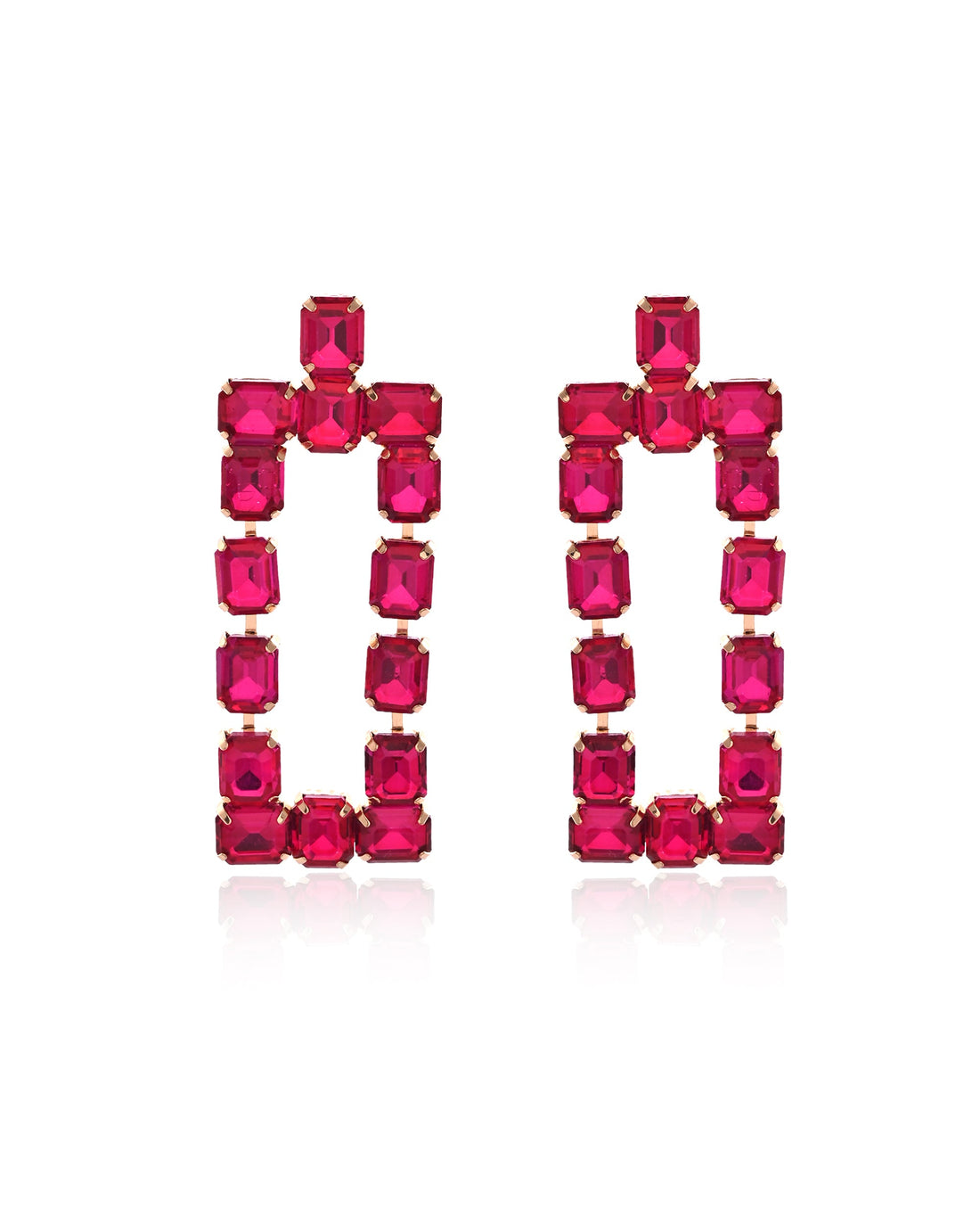 Emerald Cut Crystal Frame Drop Earrings
