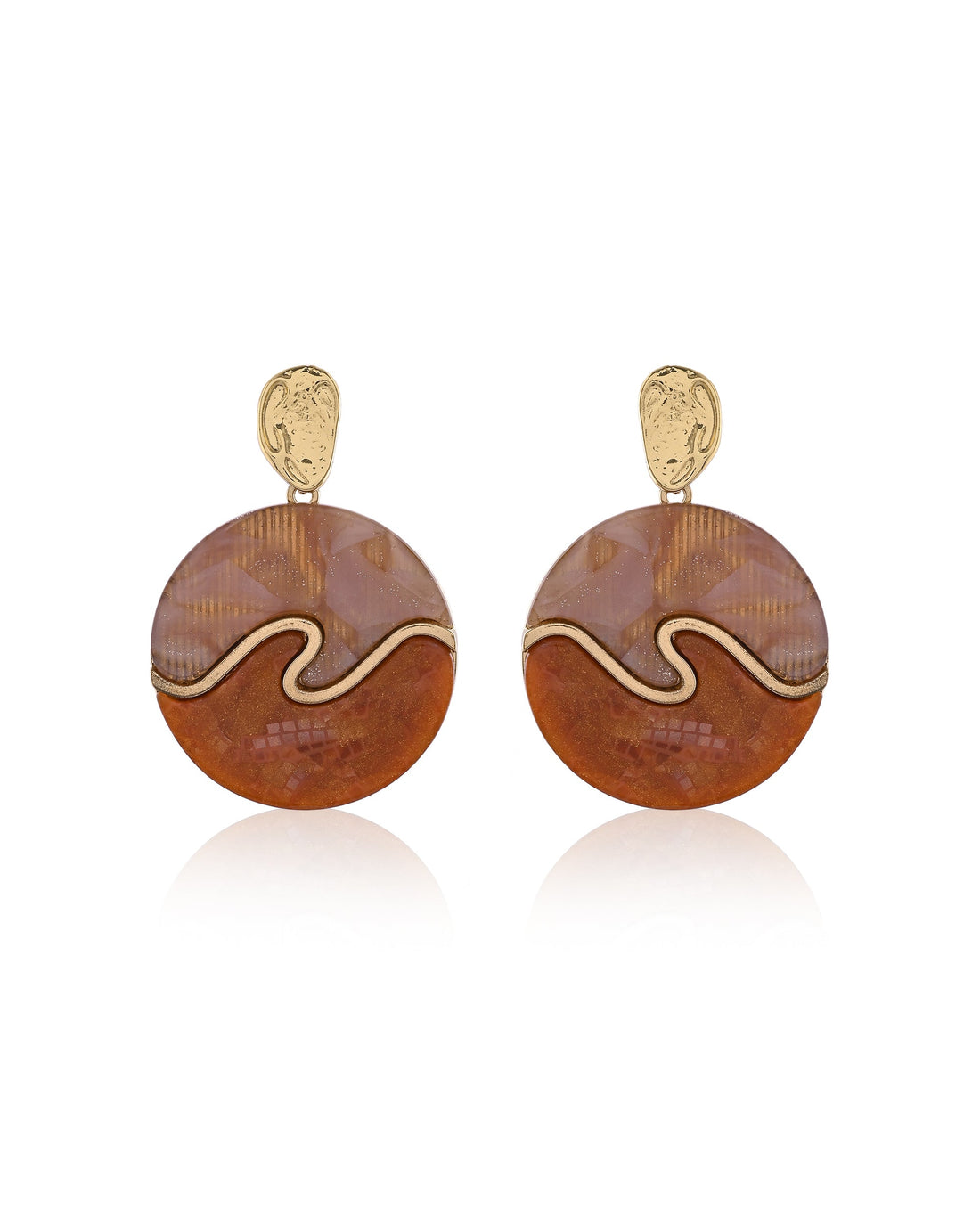 Retro Wavy Glitter Resin Disc Drop Earrings