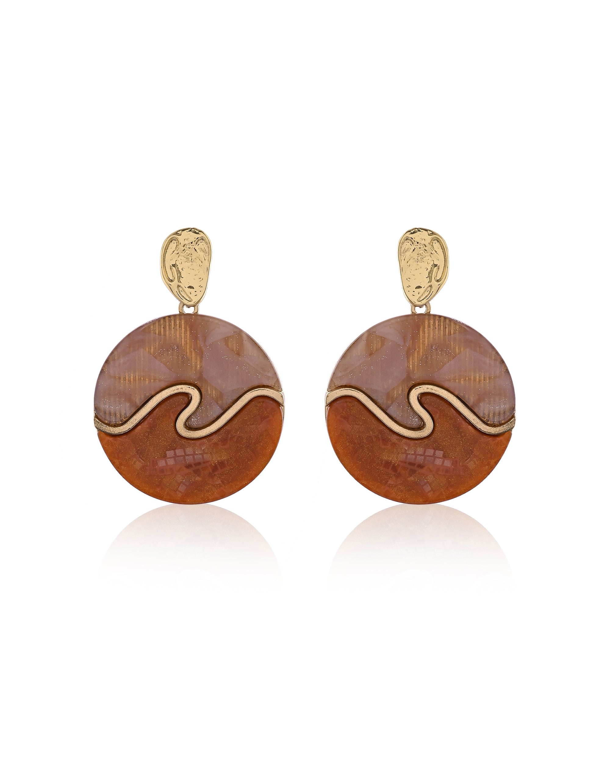 Retro Wavy Glitter Resin Disc Drop Earrings