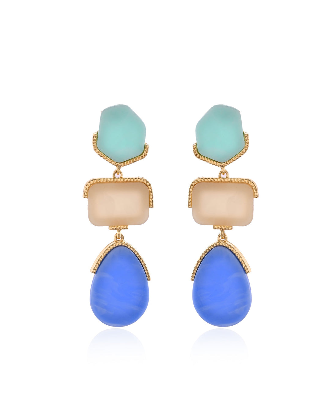 Frosted Rasin Color Block Drop Earrings