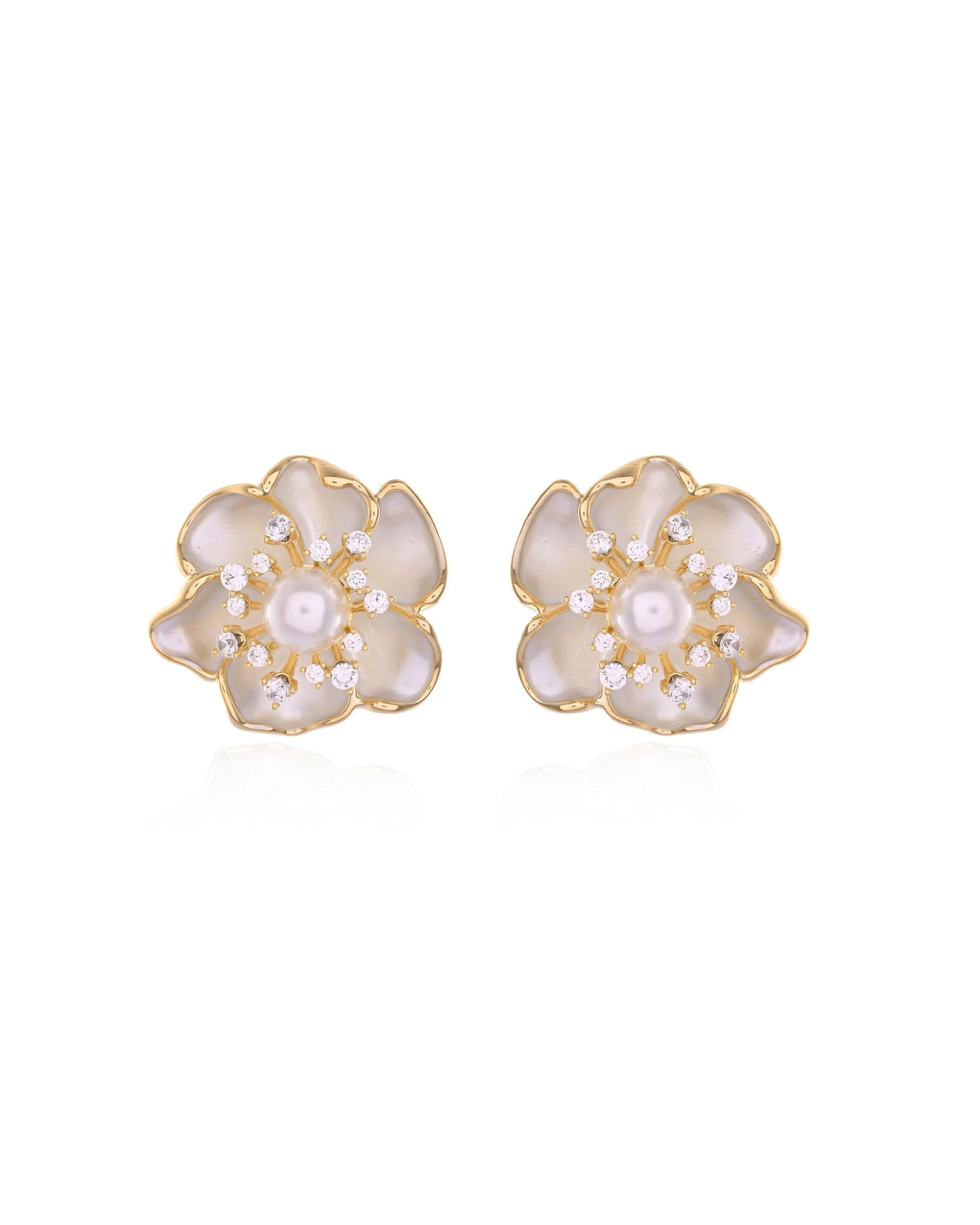 Crystal Pearl Stud Earrings