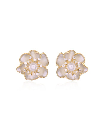 Crystal Pearl Stud Earrings