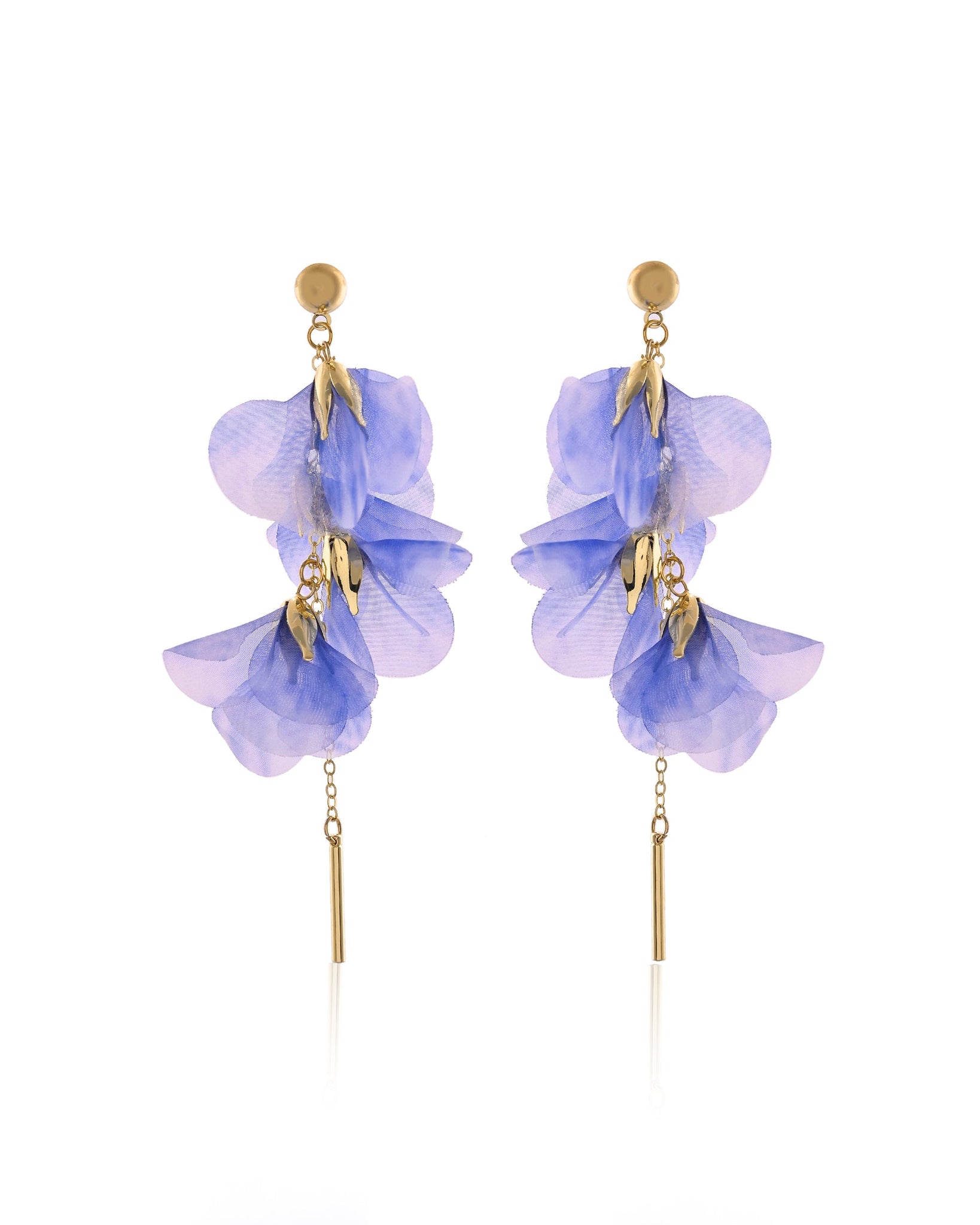 Ethereal Layered Lavender Chiffon Petal Statement Earrings