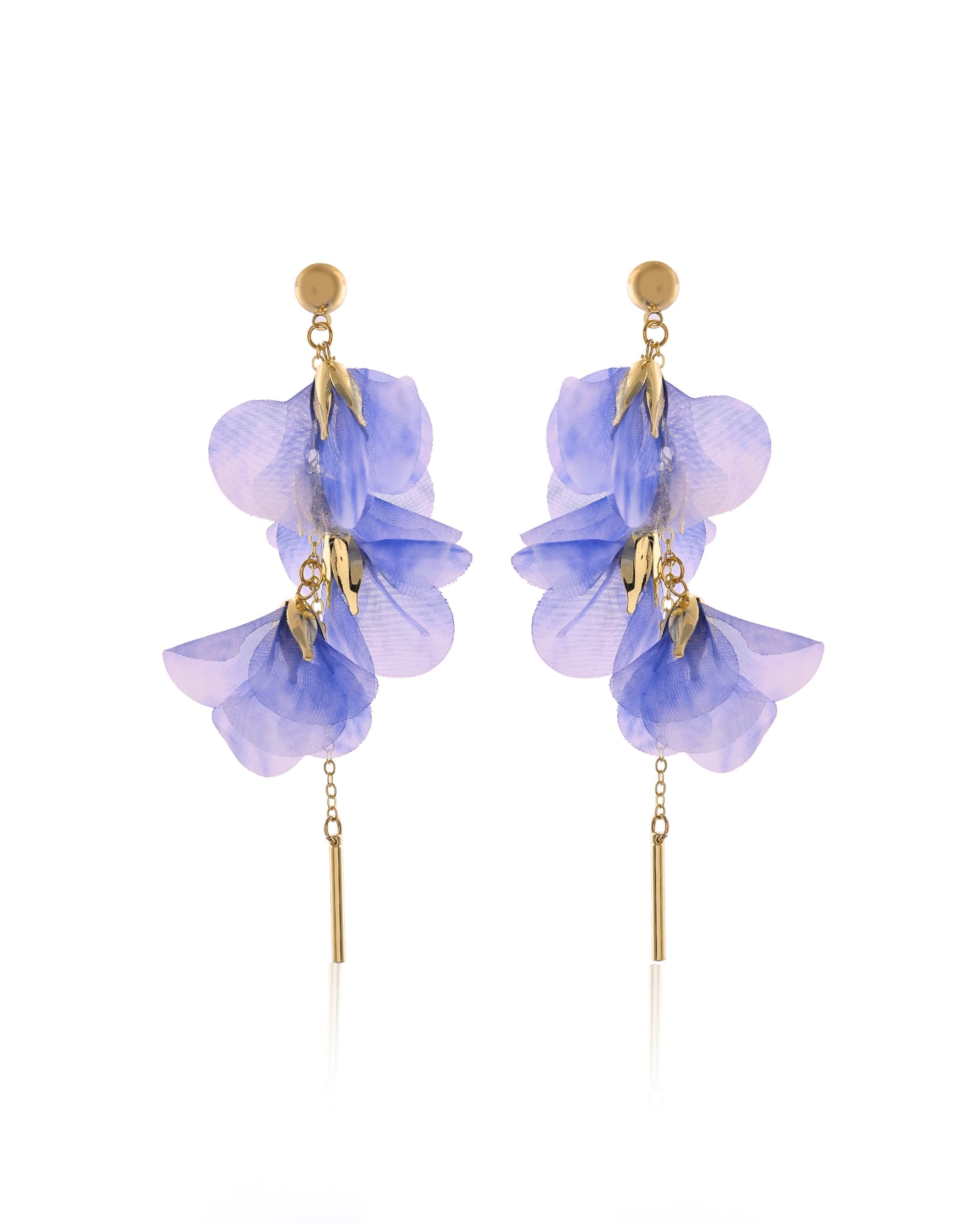 Ethereal Layered Lavender Chiffon Petal Statement Earrings