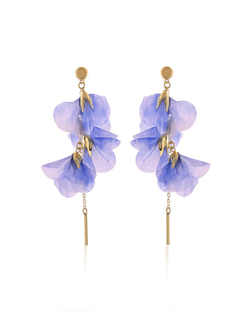 Ethereal Layered Lavender Chiffon Petal Statement Earrings