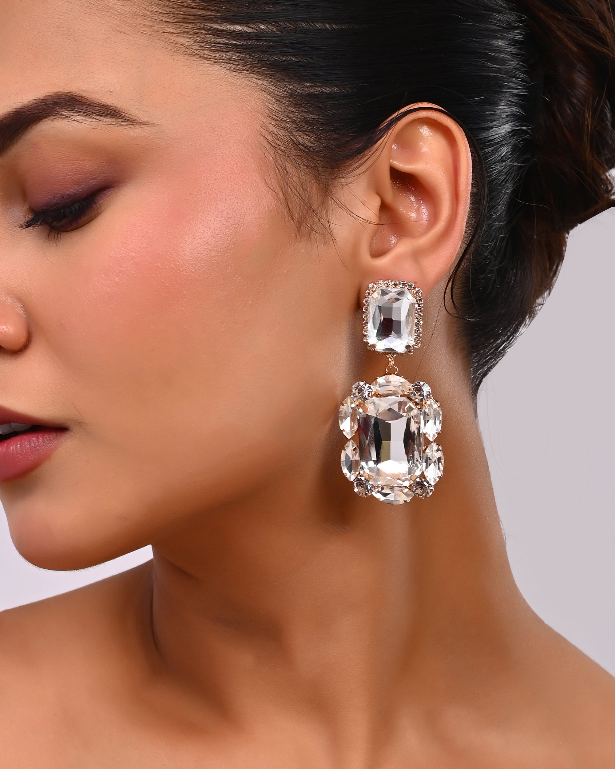 Heirloom Cushion Cut Crystal Drop Earrings
