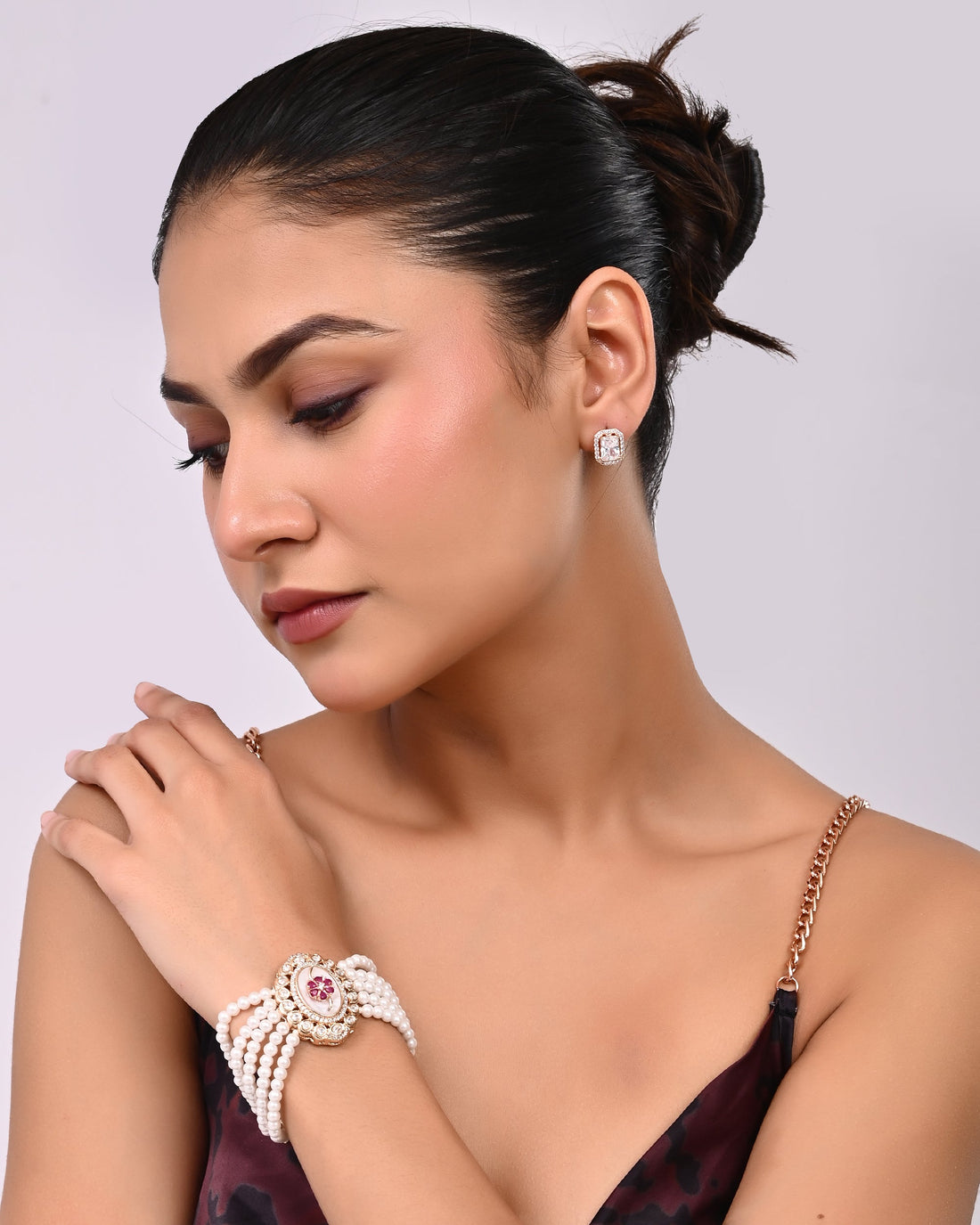 Mughal Bloom Empress Pearl Chain Bracelet