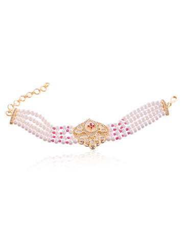 Maharani Ruby Bloom Pearl Multi-Chain Bracelet