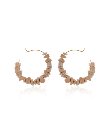 Alabaster Tumbled Stone Hoops Earrings