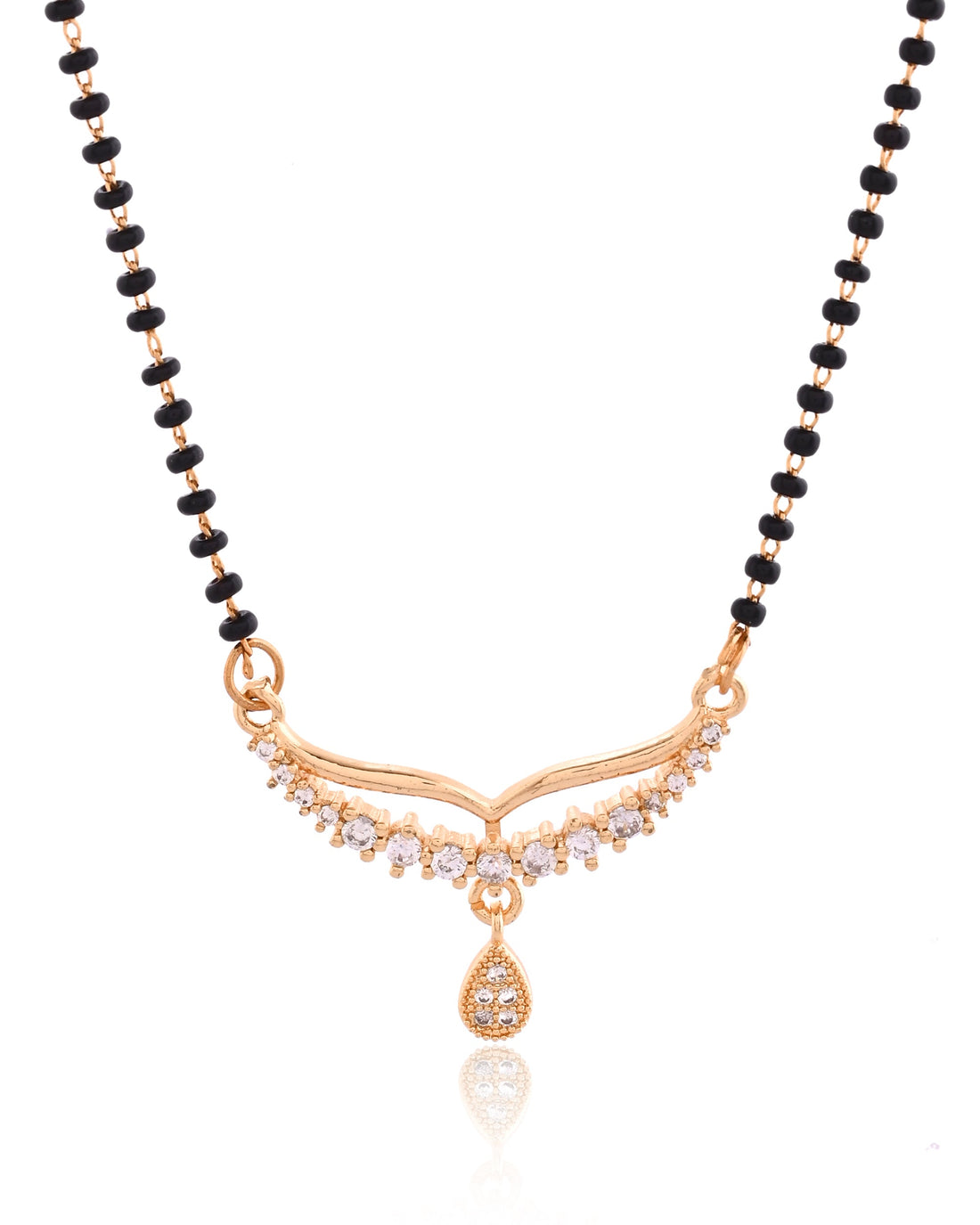 Zircon-Lined Crescent Pear Drop Mangalsutra