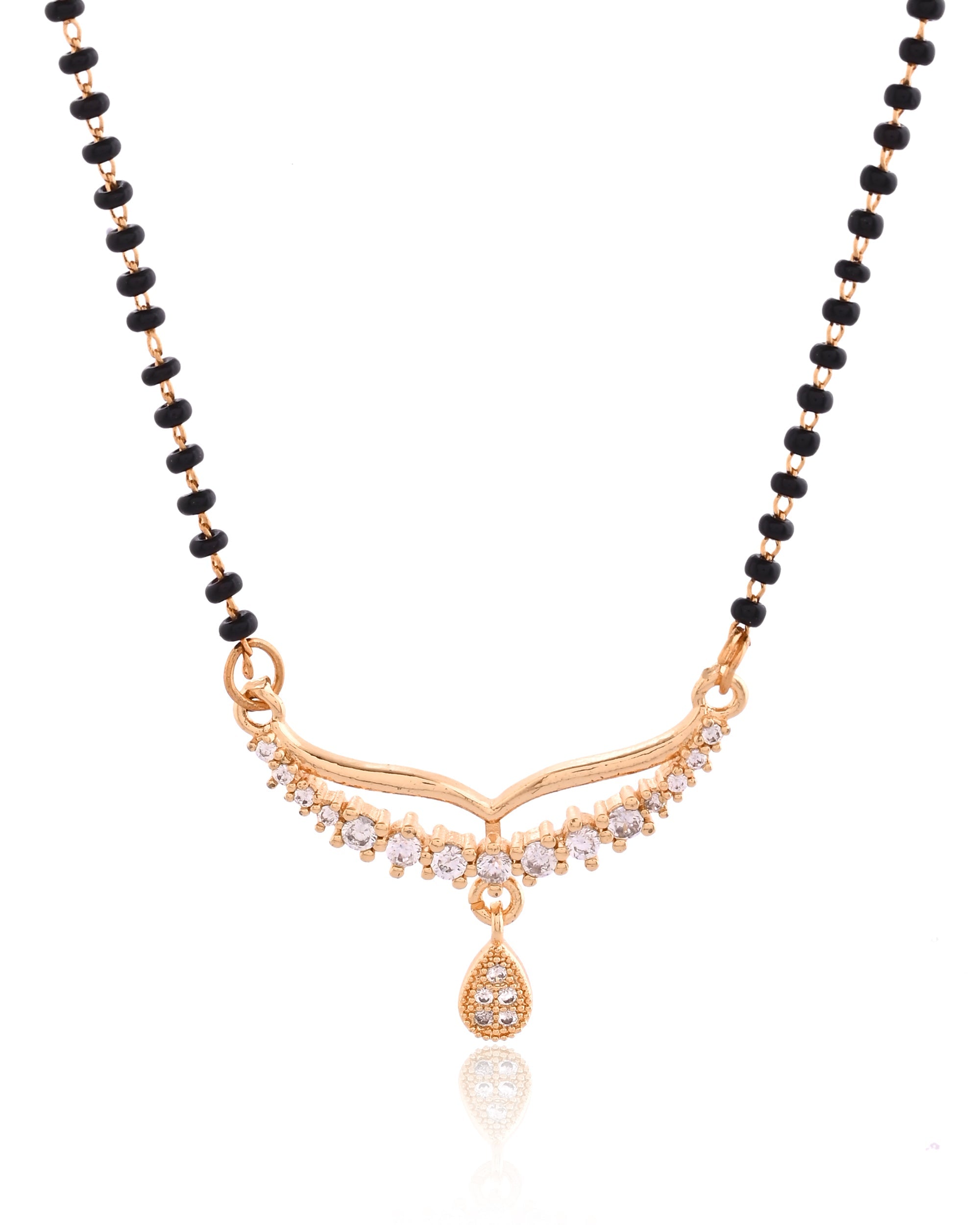 Zircon-Lined Crescent Pear Drop Mangalsutra