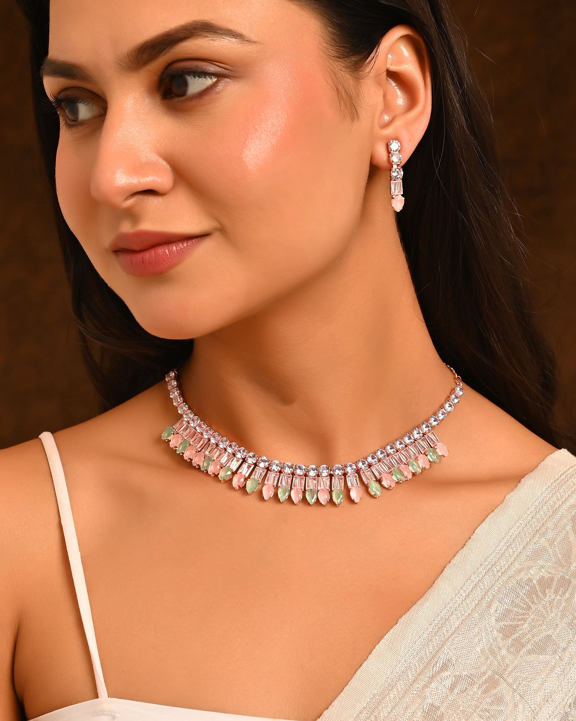 Pastel Geo-Drop Multi-Crystal Choker Set