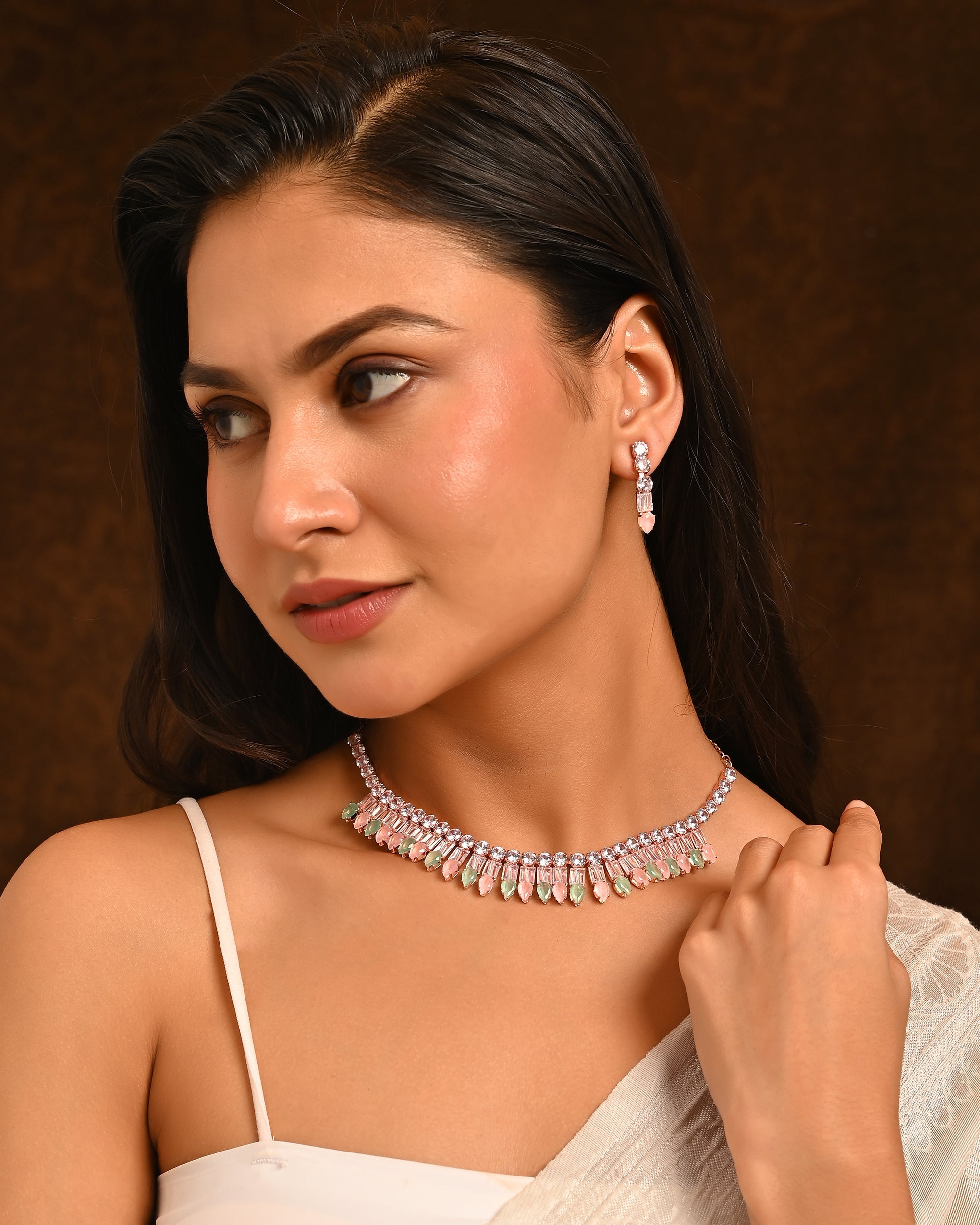 Pastel Geo-Drop Multi-Crystal Choker Set